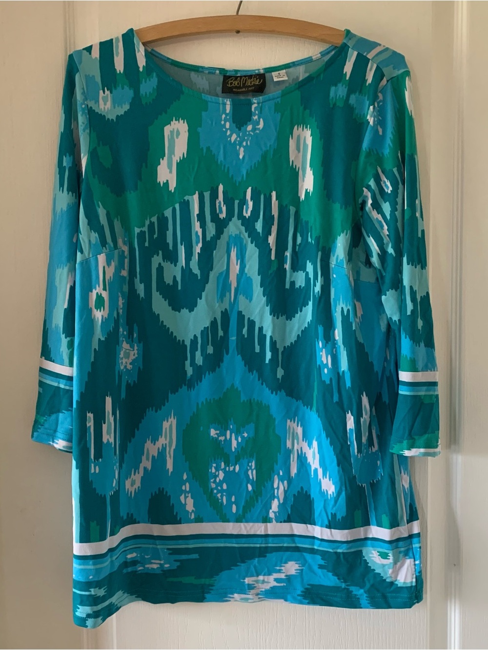 Bob Mackie wearable art ikat design top